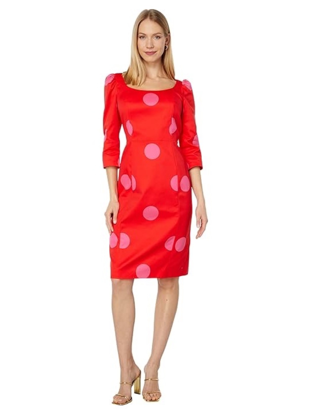 NWT Kate Spade Giant Dot Faille Sheath Dress in Flame Scarlet, S 4